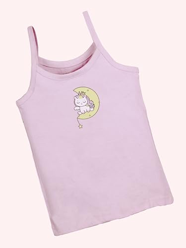 Image of KiddoPanti Girls 100% Cotton Printed Camisoles Tank Top Slips Pack of 3