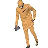 African Dashiki Suits for Men 3 Piece African Top Set Matching African Hats Long Sleeve African Mens Wedding Clothing Medium