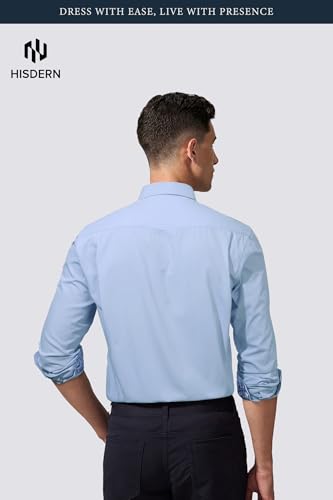 Image of HISDERN Mens Business Dress Shirts Long Sleeve Casual Button Down Shirt Formal Inner Collar Contrast Shirt for Men Wedding
