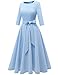 DRESSTELLS Vintage Cocktail Dress for Women, Formal Tea Party Wedding Guest Dresses for Bridesmaid, 3/4 Long Sleeve Fit and Flare A-Line Mother of the Bride Casual, 2026 Spring, Blue XL