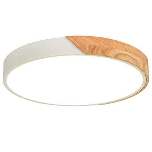 Lustre fer et lampe de plafond en bois dimmable pour salon au design rond