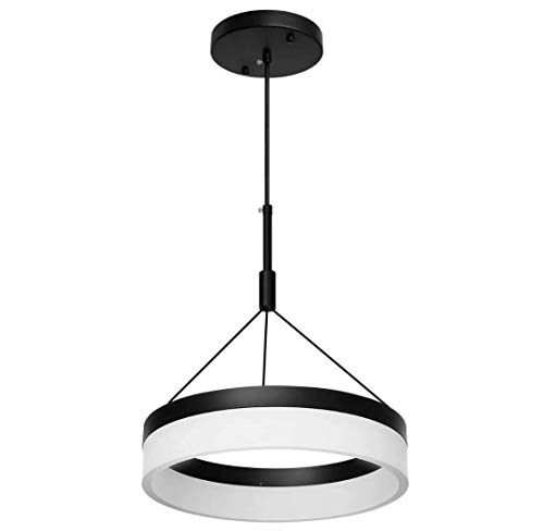Modern Black LED Chandelier with 1-Ring Hanging Pendant Lighting Ceiling Light Fixtures for Living Room Dining Room Kitchen Island Bedroom Cover