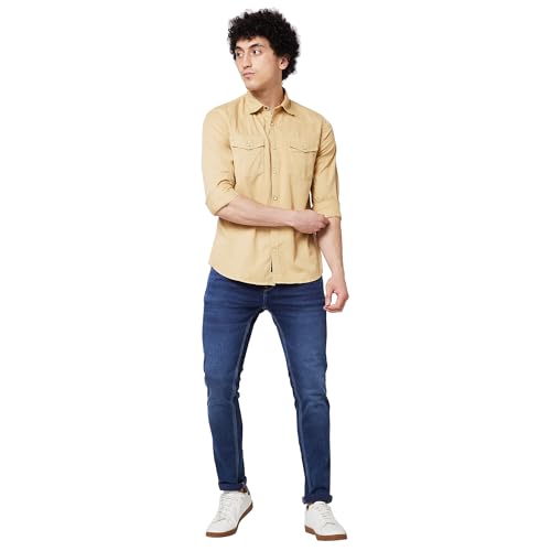 Image of Spykar Men's Regular Fit N /A Full Sleeve Solid Casual Shirts