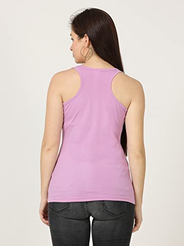 Image of FLEXIMAA Women's Cotton Plain Round Neck Sleeveless T-Shirt