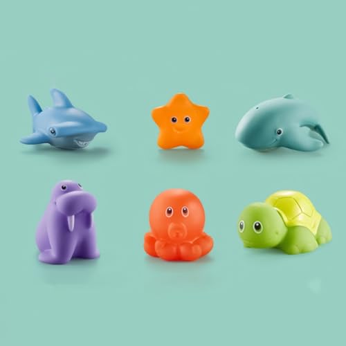 Bath Toys, 6 Pieces Floating Bath Animals Water Toys Set, Interactive Catching Games with Fishing Net for Toddler, Fun Educational Bathtub Toy for Baths Time Entertainment and Learning – Image 5