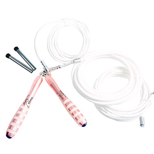 LEAN ROPES - Weighted Jump Rope with Weighted Handles and Interchangeable Weighted Rope, Adjustable Workout for Men and Women, Weighted Ropes for Exercise (Rose Gold)