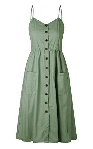 image for Angashion Women's Dresses-Summer Floral Bohemian Spaghetti Strap Butto