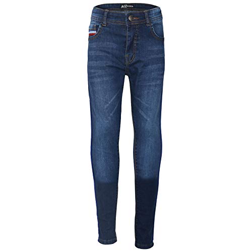Kids Boys Skinny Denim Jeans Contrast Taped Stretchy Pants Trouser Age 5-13 Year Dark Blue2