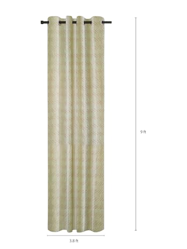 Image of Cortina Knitting Foil Curtains | 160 GSM | Long Door - 9 Feet | Pack of 2 | Bedroom Living Room Kids Room | Plain Long Door Curtain | Green
