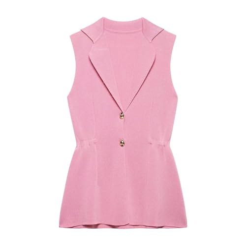 Women's Stylish Waistcoat Top with Gathered Waist Detail, Collared Neck Button-Front Vest