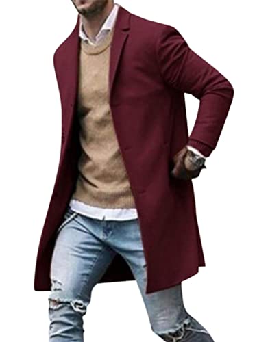 Veste Elegant Slim Fit Business en laine chaude avec col fourrure amovible pour hiver