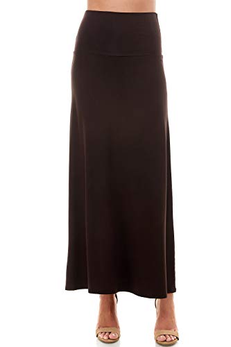 Azules Women's Rayon Span Maxi Skirt - Dark Brown S #TOP2