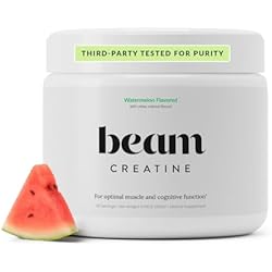 BEAM Creatine Monohydrate Powder – 5g Micronized Creatine Monohydrate, Flavored Creatine for Women & Men, Muscle Strength, Growth & Cognitive Support, Watermelon Flavor, 30 Servings