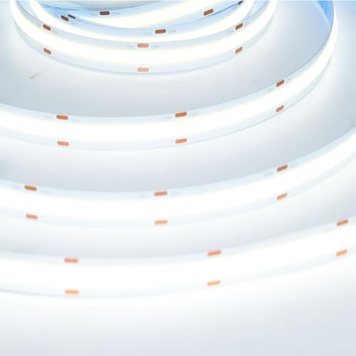 Image of COB Strip Lights,DC12V 16.4ft /5m Super Bright Dimmable 32000LM LED Light Strips, Non-Waterproof 1600 LEDs Ribbon Light, More Evener Lighting Than SMD Strip Lights (Daylight White 6500K)