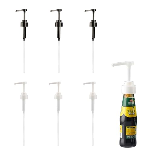 VireEyU 6er-Pack Dosierpumpen für Flaschen,Ideal für Sirup, Öle und Soßen. Wiederverwendbare, Kunststoff Ersatzpumpen für Flaschen, Perfekt als Dosierspender für Austernsauce, Ketchup und Dressing