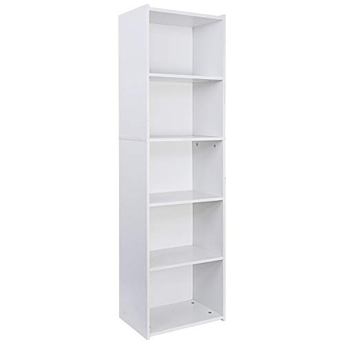 Mezhi 5-Tier Reversible Color Open Shelf Bookcase Bookcase Bookshelf Storage White #TOP3