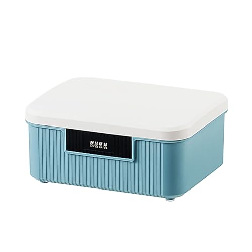 Saim Lockable Storage Container Bin 2.3 Gallon / 9 Liter Capacity Organizer Box with Combination Lock Heavy Duty Plastic Trunk Usable As Item Organizer Or Office File Storage (Blue)