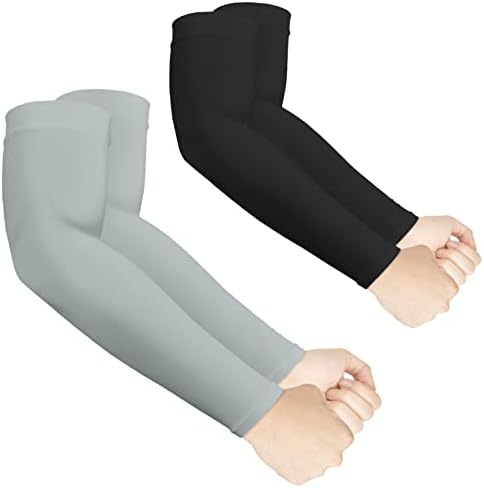 Amazon Brand - HIKARO 2 Pairs Arm Sleeves with Thumb Hole,Arm Sleeves for Men to Cover Arms to Protect Your Arm