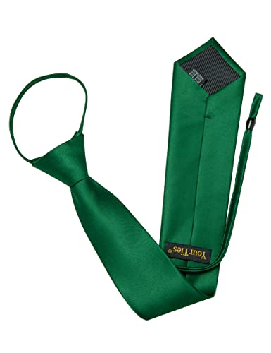 Image of YourTies Zipper Tie for Men Adjustable Pre-tied Satin Neckties and Pocket Square Set Solid Color Business Formal Wedding