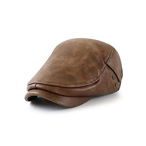 Mens Newsboy Caps Leather Glof Hats for Men Ivy Flat Cap Drving Fishing Hat Cabbie Gatsby Newsboy Hats for Man