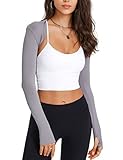 FindThy Women’s Casual Open Front Bolero Cooling Shawl Arm Sleeve Crop Top Shrug Covers(1478-Grey-S-LB)