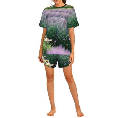 Pyjama de nuit femme lavande et marguerite : l'élégance homewear fluide
