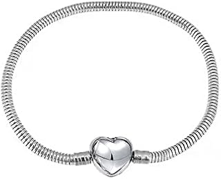 KunBead Jewelry Heart Clasp Snake Chain Charm Bracelets for Women Girls for Jewellery Making