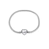KunBead Women Heart Clasp Snake Chain Charm Bracelets for Women for DIY Jewelry Making Compatible with Pandora Charms
