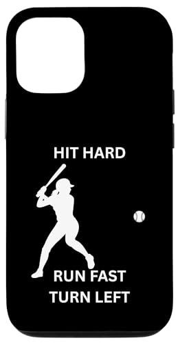 Hit Hard Run Fast Turn Left ���f�B�[�X �싅�I�� �X�}�z�P�[�X iPhone 12/12 Pro �p