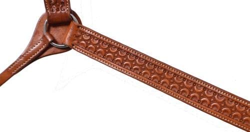 Showman Argentina Cow Leather Breast Collar W/Scalloped Tooled Design! New Horse Tack! #TOP1