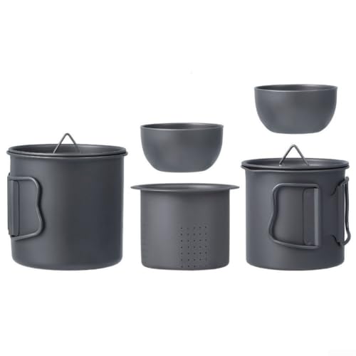 Juego de té de titanio con mango plegable: set de 5 piezas de acabado natural 2