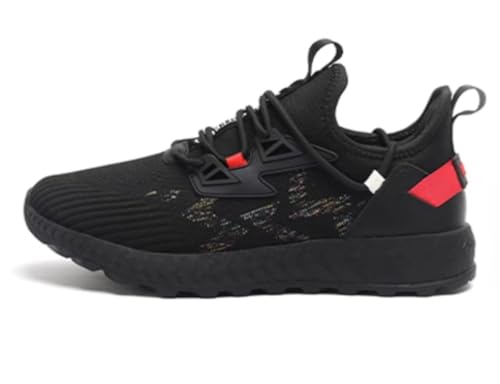 [pepzikyペプジキー] ウォーキングシューズ 通気性 防水 防滑 防汚 メンズ レディース 登山 キャンプ スポーツ ソフトインソール （ブラック-赤）