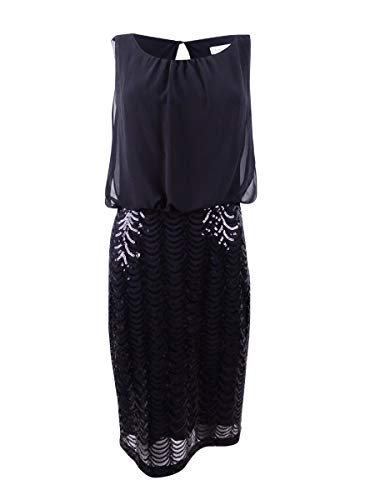 Calvin Klein Women's Sequined Chiffon Sleeveless Cocktail Dress Black Size 4