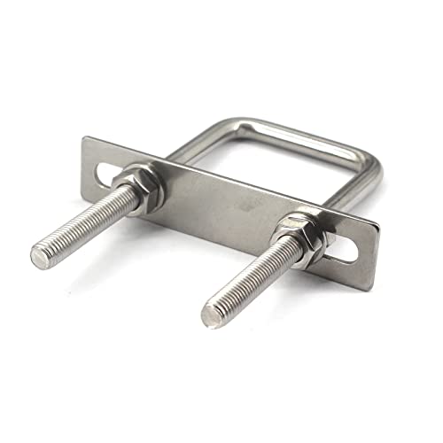 M6x30x55mm 304 Stainless Steel Square U Bolts with Hex Nuts,Frame Plate,Round Washers (4 Pieces) - Image 3