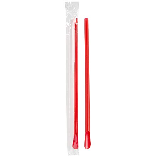 300 pitillos plásticos rojos desechables de 26 cm miniatura 1