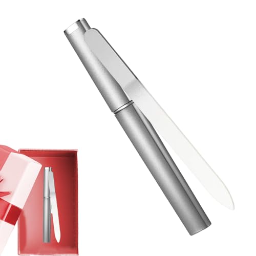 Lima de uñas de cristal con estuche, barra para cutículas, profesional, resistente, lima de cristal grabada de doble cara y estuche de viaje para forma de uñas y uñas lisas Dudok