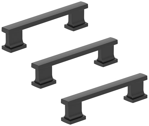 Image of Amerock 10BX37091MB | Matte Black Cabinet Pull | 3-3 /4 inch (96mm) Center-to-Center | 30 Pack | Triomphe | Furniture Hardware