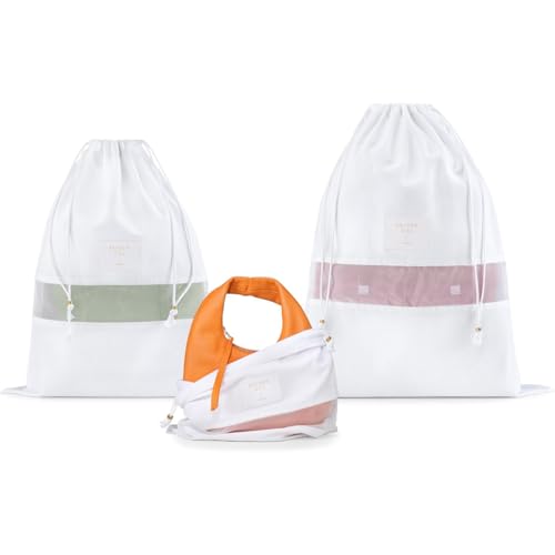 Hayden Hill Luxury Organic Cotton Dust Bags For Handbags - 3 Pack Mixed Sizes - Purse Storage, Shoe Bags and Handbag Protectors For Closet - Certified Carbon Neutral