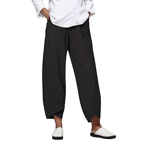 Pantalones mujer verano 2025 talla grande lino de algodón con cordón de cintura elástica pantalones deportivos ligeros pantalón de chándal suave y transpirable danza pilates yoga pants