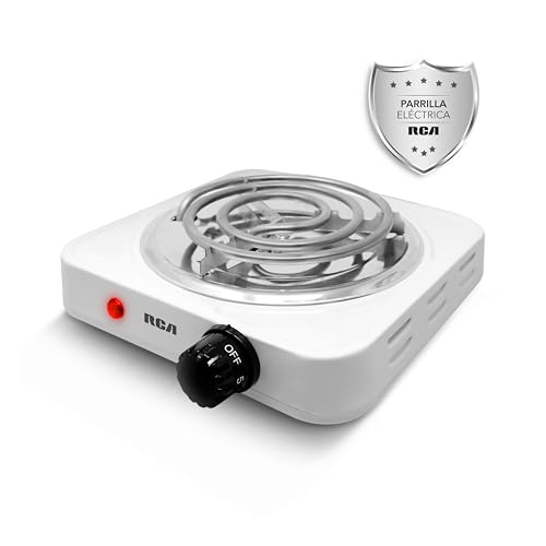 Recopilación de Estufas Electricas . 47 RCA Parrilla Eléctrica RC1000A con Resistencia en Espiral de 14 cm, Control de Temperatura Ajustable con 5 Niveles, Luz Indicadora, Diseño Compacto en Blanco, Perfecta para...