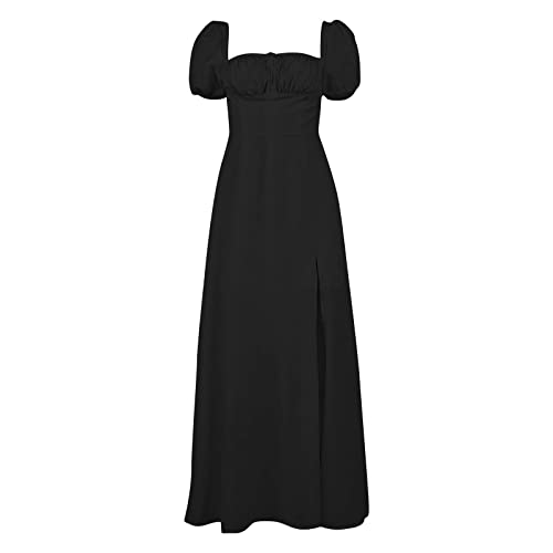 Robe rockabilly femme manches courtes bouffantes robe longue ouverte fluide