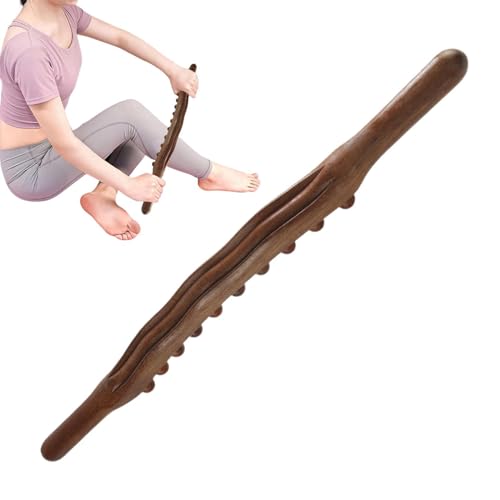 Barre à rouleau portable en bois naturel pour massage corporel