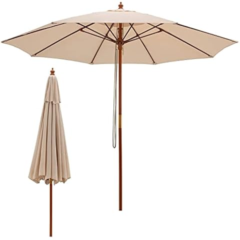 TANGZON 283CM Wooden Patio Umbrella Cover