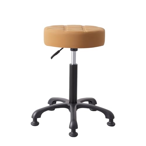 Image of Height Adjustable Heavy Duty Stools Salon Stool Chair with Bell Glides for Home Bar Kitchen Office Shop Tattoo Lash Tech Pedicure (Camel with Bell Glides, Height 22 to 30 in)