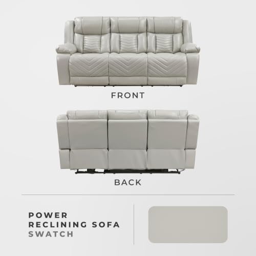 Image of Lexicon Power Double Reclining Sofa, Center Drop Down Table, Gray