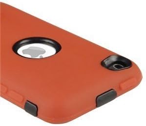 Hybrid Case Compatible with Apple iPod Touch 4th Generation, Black Hard/Orange Skin