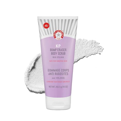 First Aid Beauty - KP Bump Eraser Body Scrub with 10% AHA, Keratosis Pilaris Skin Exfoliater with Glycolic and Lactic acids, Helps Reduce Chicken Skin Bumps, Safe for Sensitive Skin, 10 oz