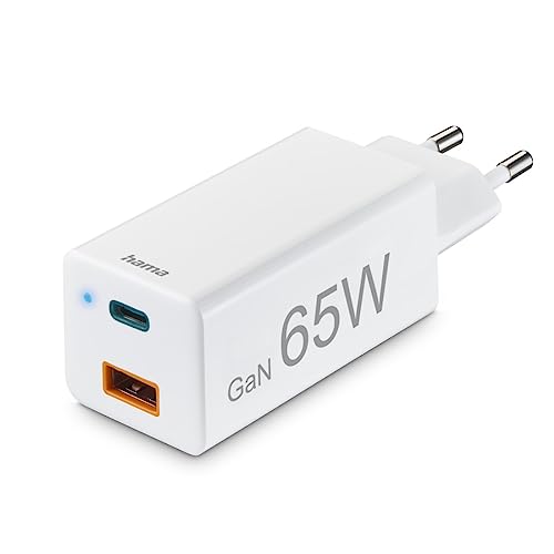 Hama Ładowarka sieciowa mini 65W, (1x USB-C, 1xUSB-A, Power Delivery, Quick Charge, dioda LED) biała