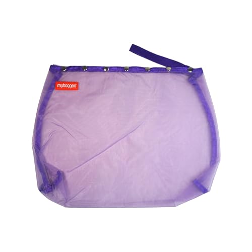 Image of Jumbo 7 Snaps Mesh Travel Knitting Bag with Snap Opening, Lightweight Nylon Storage Pouch for Yarns, Needles and Accessories (Purple)