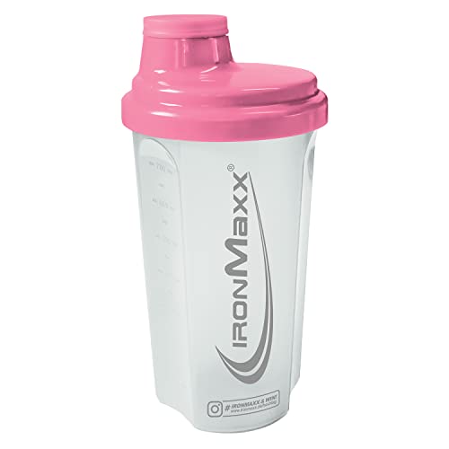 IronMaxx Protein Shaker- Mezclador para batidos de proteínas con tapa de rosca- color: blanco congelado/ rosa - 700ml Cover
